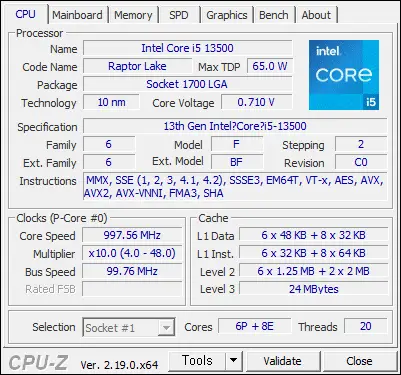 CPU-Z CPU탭
