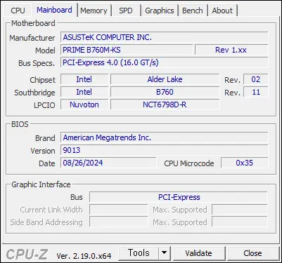 CPU-Z Mainboard 탭