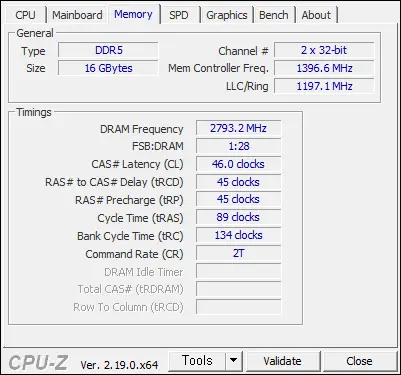 cpu-z 메모리 탭